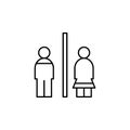 restroom, toilet, woman, man line icon on white background