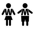 Restroom wc door symbol. Girl and boy. M W sign. Man and Woman gender icon set. Black silhouette pictogram. Lady and gentleman