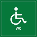 Restrooms identification Green Board Toilet sign, wheel chair sign WC sign icon Royalty Free Stock Photo