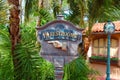 Restrooms sign in Frontierland