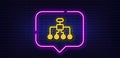 Restructuring line icon. Business architecture sign. Neon light speech bubble. Vector