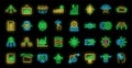 Restructuring refer icons set vector neon