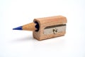 The rests of a pencil inside of a sharpener for pencils Royalty Free Stock Photo