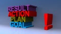Result action plan goal on blue Royalty Free Stock Photo