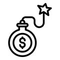 Result money bomb icon, outline style