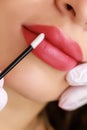 result after permanent make-up of model lips Royalty Free Stock Photo