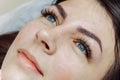 Result of permanent makeup, tattooing of eyebrows Royalty Free Stock Photo