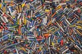 Results for a bunch of old used AAA batteries from different manufacturers Royalty Free Stock Photo