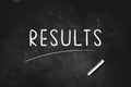 RESULTS written with chalk on blackboard icon logo design vector illustration Royalty Free Stock Photo