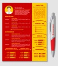 Resume and CV Template with nice minimalist design and Realistic Pen. Royalty Free Stock Photo