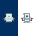 resume, employee, hiring, hr, profile Flat Color Icon Vector Royalty Free Stock Photo