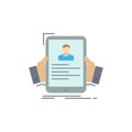 resume, employee, hiring, hr, profile Flat Color Icon Vector Royalty Free Stock Photo