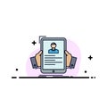resume, employee, hiring, hr, profile Flat Color Icon Vector Royalty Free Stock Photo