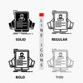 resume, employee, hiring, hr, profile Icon in Thin, Regular, Bold Line and Glyph Style. Vector illustration Royalty Free Stock Photo