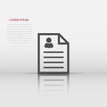 Resume icon in flat style. Contract document vector illustration on white background. Resume business concept Royalty Free Stock Photo