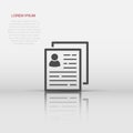 Resume icon in flat style. Contract document vector illustration on white background. Resume business concept Royalty Free Stock Photo