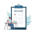 Resume for a job interview. Human Resources Department. Vector illustration