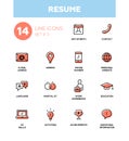 Resume - modern simple thin line design icons, pictograms set