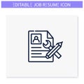 Resume proofreading line icon. Editable