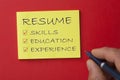 Resume Skills Education Experience Royalty Free Stock Photo
