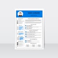 Resume template for man. Modern CV layout with infographic. Minimalistic curriculum vitae design. Employment vector illustration