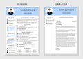 Resume template for men. Modern CV and cover letter layout with infographic. Minimalistic curriculum vitae design. Employment