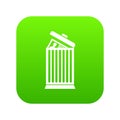 Resume thrown away in the trash can icon digital green