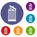 Resume thrown away in the trash can icons set