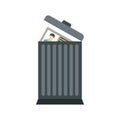 Resume in the trash can icon, flat style