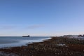 Resupply cargo barge on the waters of Nunavut near the community of Arviat Royalty Free Stock Photo