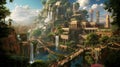 Resurrecting Ancient Marvels: Breathtaking Illustration of the Hanging Gardens of Babylon Royalty Free Stock Photo