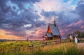 The Resurrection Church on Mount Levitan in Plyos in the rays of the setting sun Royalty Free Stock Photo