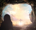 Jesus Christ is risen from tomb with cross