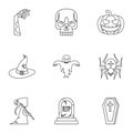 Resurrection of dead icons set, outline style