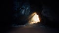 Resurrection. Inside of a cave with light and shadow on the ground Royalty Free Stock Photo
