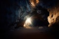 Resurrection. Inside of a cave with light and shadow on the ground Royalty Free Stock Photo