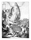 Resurrection of Jesus Christ. Bible, New testament. Vintage Antique Drawing