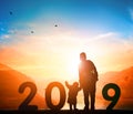 Happy New Year concept: roadside billboard with 2019 sign Royalty Free Stock Photo