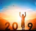Happy New Year concept: roadside billboard with 2019 sign Royalty Free Stock Photo