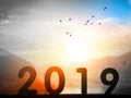 Happy New Year concept: roadside billboard with 2019 sign Royalty Free Stock Photo