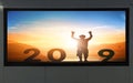 Happy New Year concept: roadside billboard with 2019 sign Royalty Free Stock Photo