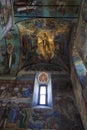 The Resurrection of Jesus Christ. Frescoes of the Dormition Cathedral - Holy Trinity - St. Sergius Lavra in Sergiyrv Posad Royalty Free Stock Photo