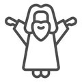 Resurrection of Jesus line icon, Happy Easter concept, Easter holiday Savior sign on white background, Standing Jesus