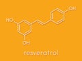 Resveratrol molecule. Present in many plants, including grapes and raspberries. Believed to have a number of positive health