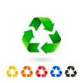 Resycle icons set. Waste sorting, segregation. Different colored recycle signs. Waste management concept. Separation of