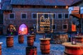 Reszel, Poland - January 30, 2024: Christmas illuminations at the Teutonic castle in Reszel in Warmia at dusk, Poland