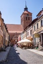 Reszel, Poland - Landmarks in the old town of the medieval city. Townhall and near streets.