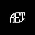 RET letter logo design on black background. RET creative initials letter logo concept. RET letter design.RET letter logo design on Royalty Free Stock Photo