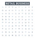 Retail business vector line icons set. Shops, Retailers, Merchandise, Selling, Storefronts, Outlets, Goods illustration