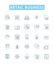 Retail business vector line icons set. Shops, Retailers, Merchandise, Selling, Storefronts, Outlets, Goods illustration